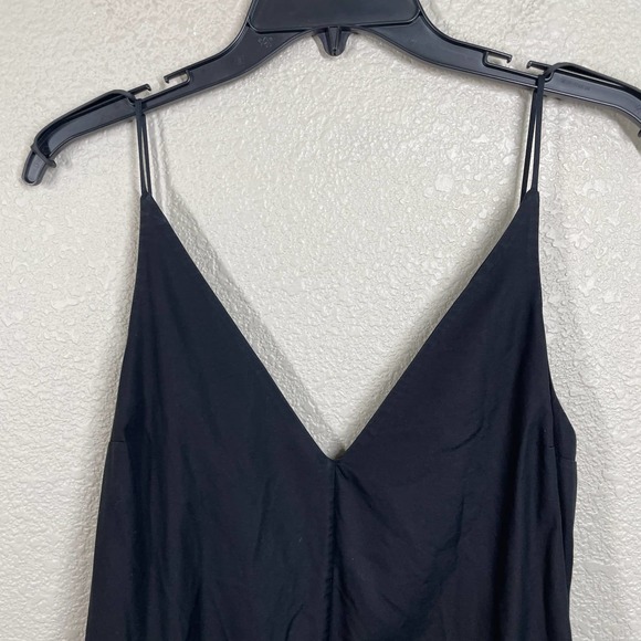 Khaite Size 8 Slip Midi Blair Tie Back Dress Black V Neck 100% Cotton Sleeveless - Picture 5 of 12
